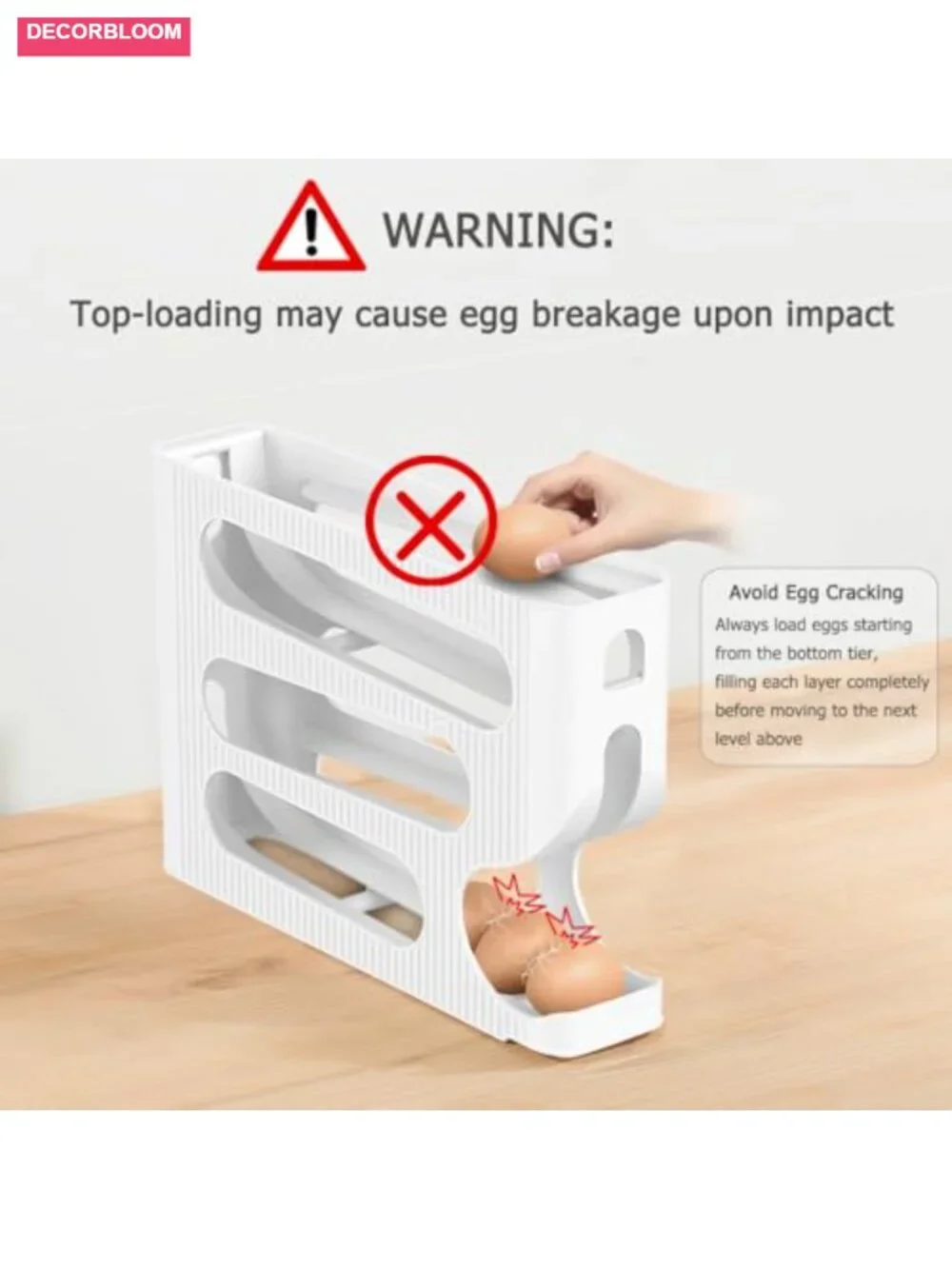 Egg Holder for Fridge, 2-Pack Auto Rolling Dispenser, Holds 56 Large Eggs,